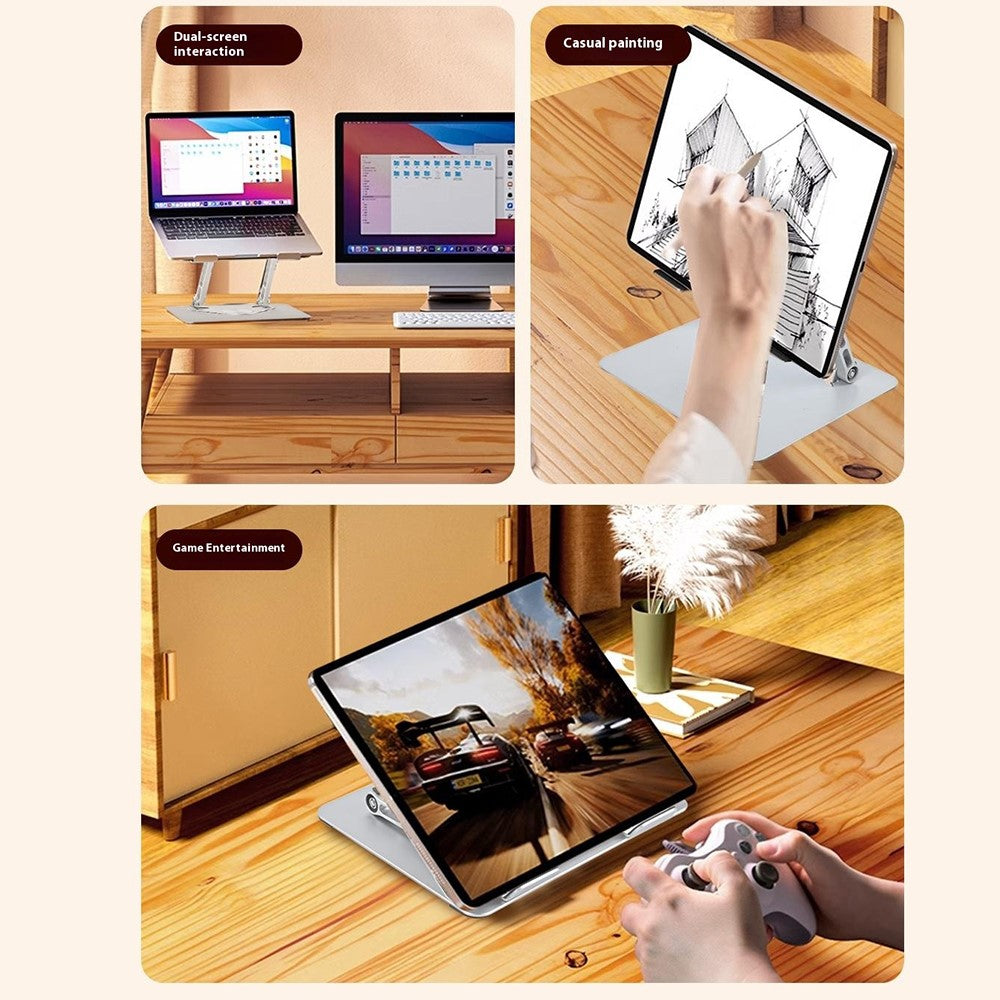 GFS13-TT Foldable Desktop Stand for Laptop Carbon Steel Adjustable Height Notebook Bracket