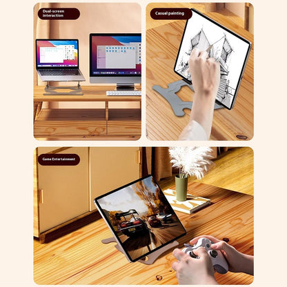 GFS015-T Carbon Steel Foldable Tablet Stand Adjustable Height Heat Dissipation Collapsible Laptop Bracket