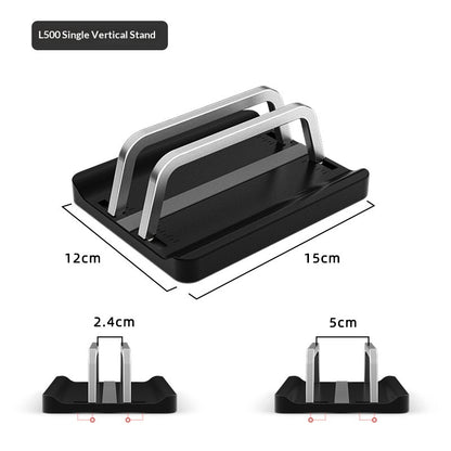 L500 Single Slot Vertical Laptop Stand ABS + Aluminum Alloy Adjustable Desktop Notebook Storage Holder Support