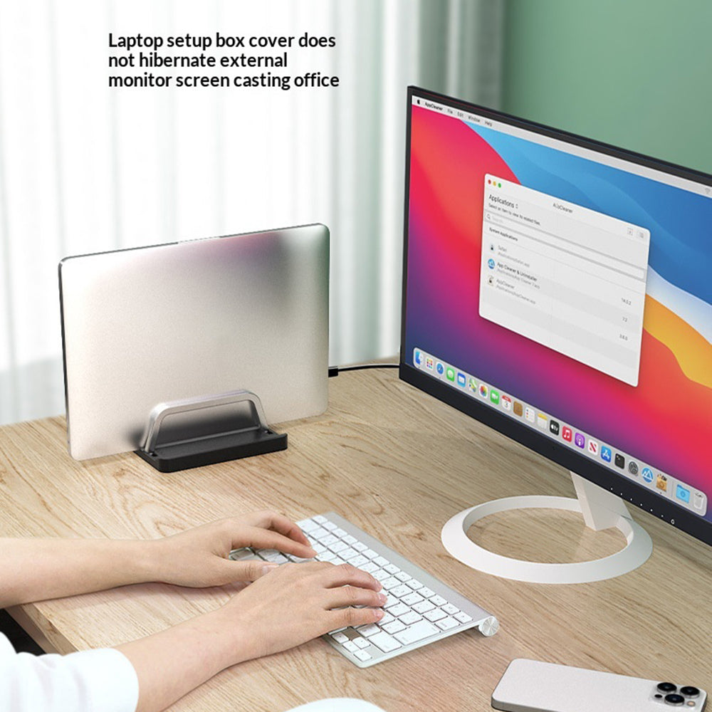 L501 2-Slot Vertical Laptop Stand ABS + Aluminum Alloy Adjustable Desktop Notebook Storage Holder Support
