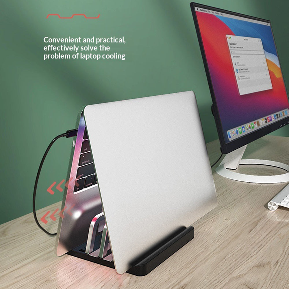 L501 2-Slot Vertical Laptop Stand ABS + Aluminum Alloy Adjustable Desktop Notebook Storage Holder Support