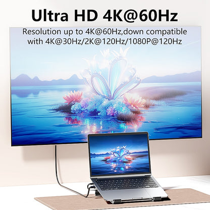 BLUEENDLESS ST708 7 in 1 Laptop Stand Riser Type-C Hub with 4K 60Hz HD + PD 100W + 3 USB 3.0 + TF Card Reader