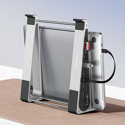 BLUEENDLESS ST708 7 in 1 Laptop Stand Riser Type-C Hub with 4K 60Hz HD + PD 100W + 3 USB 3.0 + TF Card Reader