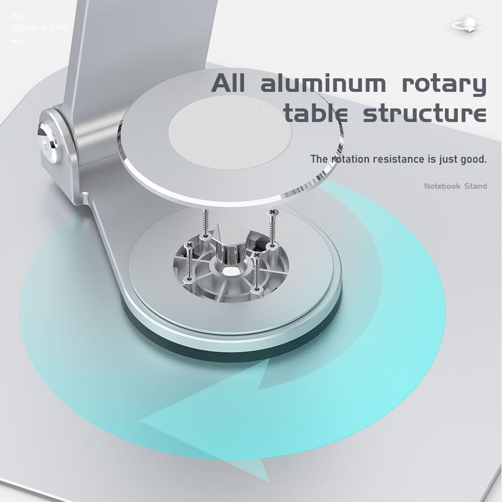 R-JUST BJ01-02 360 Degree Rotation Notebook Lifting Bracket Aluminum Alloy Laptop Riser Stand