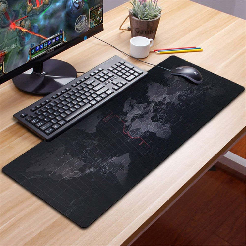 World Map Pattern RGB Luminous Mouse Pad Large Gaming Keyboard Mouse Mat Non-slip Desk Mat 800 x 300mm