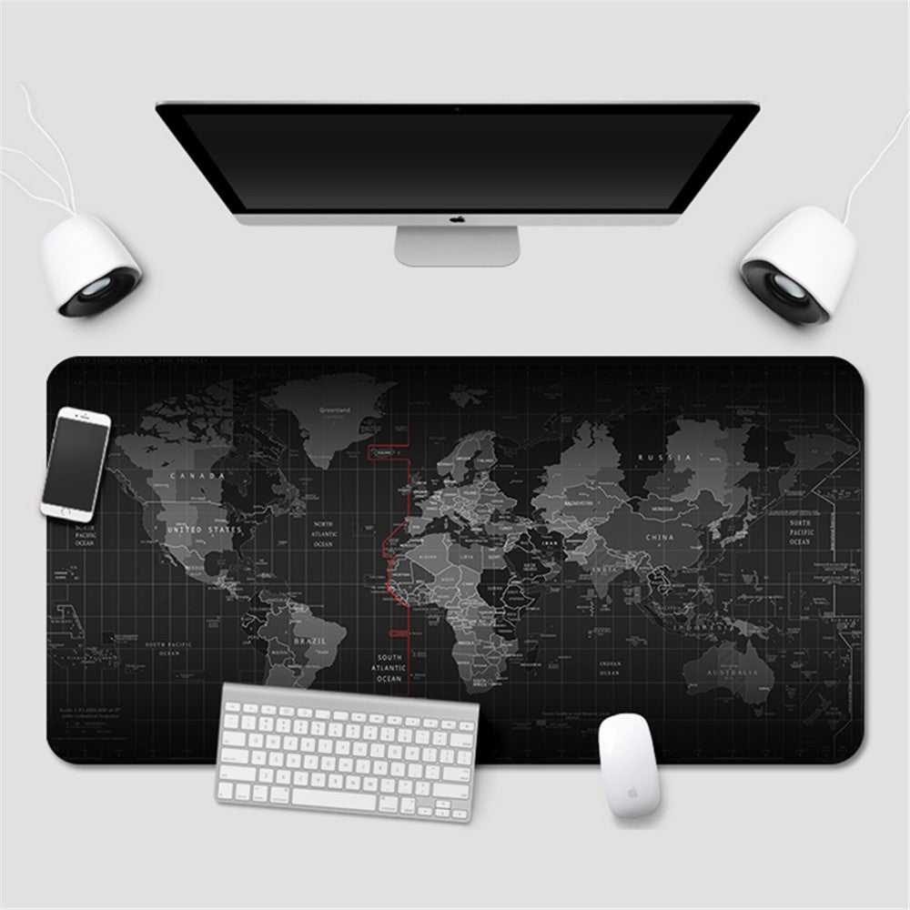 World Map Pattern RGB Luminous Mouse Pad Large Gaming Keyboard Mouse Mat Non-slip Desk Mat 800 x 300mm