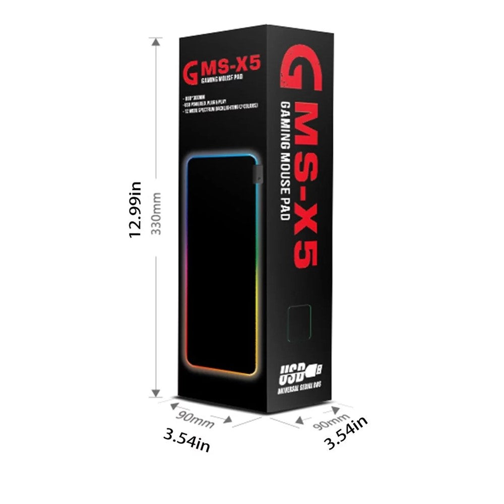 GMS-X5 Stitched Edges Non-Slip Rubber Base RGB Gaming Mouse Pad, Size: 300 x 800 x 4mm