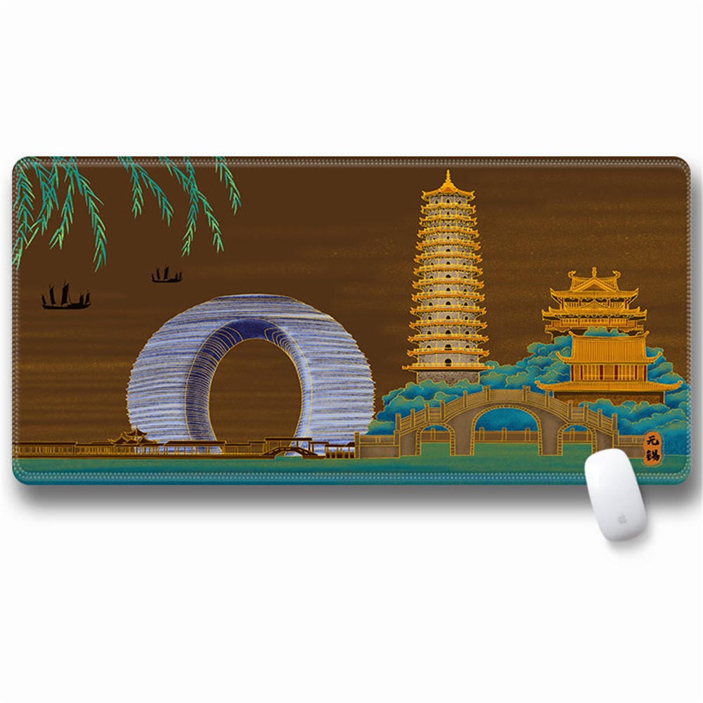 Computer Laptop Mouse Pad Chinoiserie Gaming Play Mat Office Desk Mat (Size: 300x600x2mm)