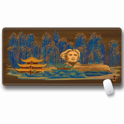 Computer Laptop Mouse Pad Chinoiserie Gaming Play Mat Office Desk Mat (Size: 300x600x2mm)