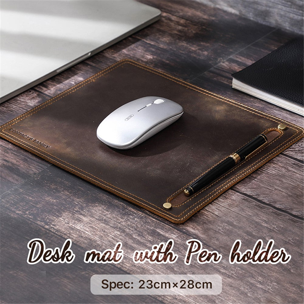 CONTACTS FAMILY Genuine Leather Mouse Pad Non-Slip Base Gaming Working Mousepad Mouse Mat, Size: 28x23cm