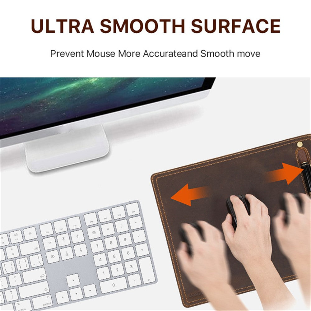CONTACTS FAMILY Genuine Leather Mouse Pad Non-Slip Base Gaming Working Mousepad Mouse Mat, Size: 28x23cm