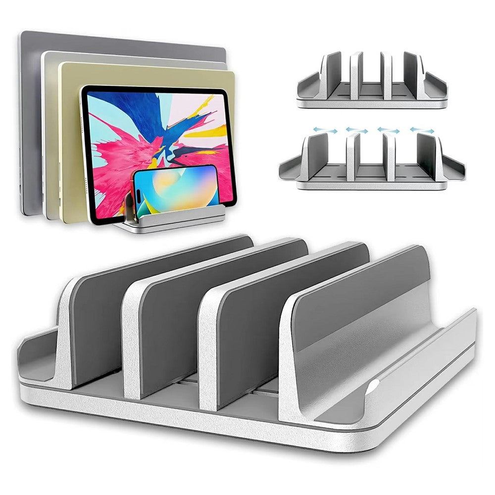 N17-5 Adjustable Laptop Tablet Stand 5 Slots Aluminum Alloy Space Saving Desktop Bracket