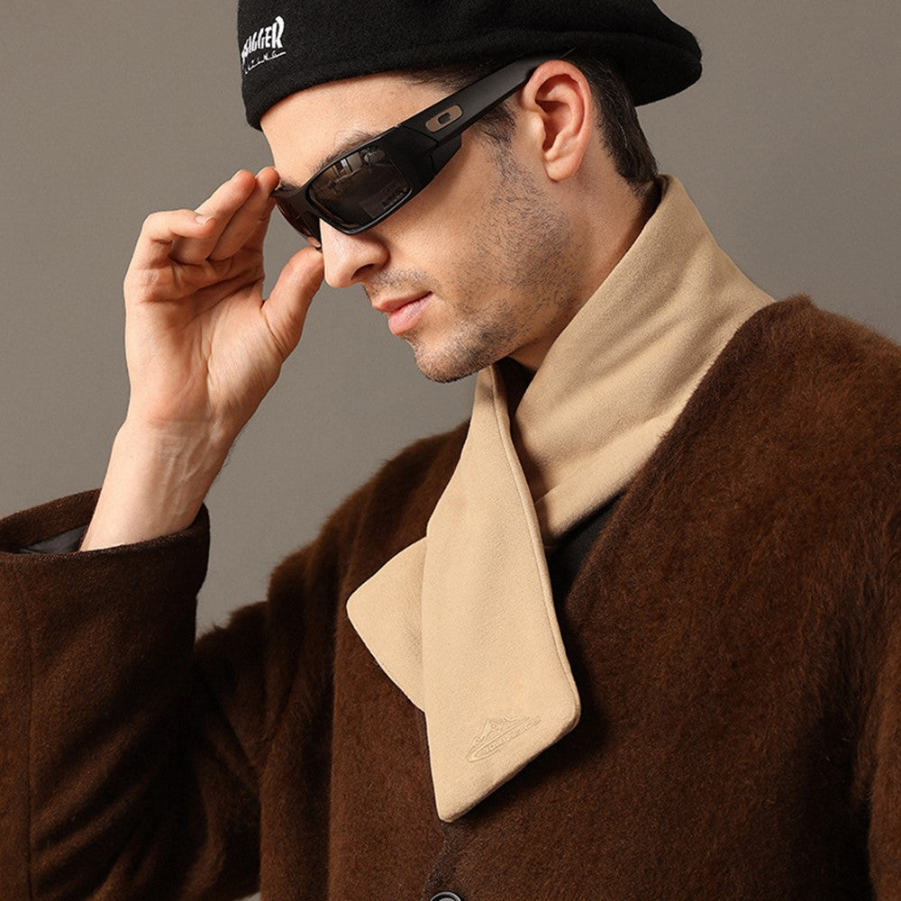 GOLOVEJOY DWJ47 82cm Retro Men Winter Scarf Warm De Rong Velvet Outdoor Windproof Scarf