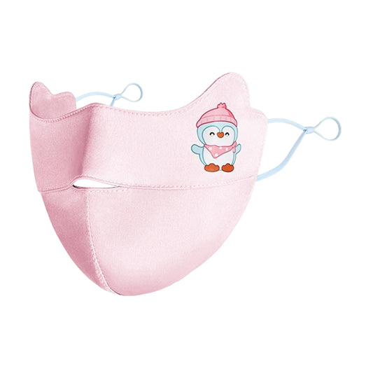 Cartoon Animal Pattern Mulberry Silk Face Mask for Children UPF50+ UV Protection Breathable Summer Face Cover