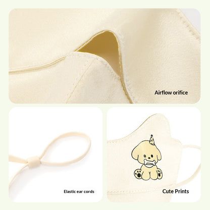 Cartoon Animal Pattern Mulberry Silk Face Mask for Children UPF50+ UV Protection Breathable Summer Face Cover