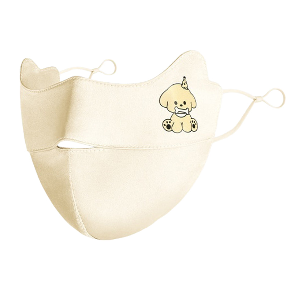 Cartoon Animal Pattern Mulberry Silk Face Mask for Children UPF50+ UV Protection Breathable Summer Face Cover