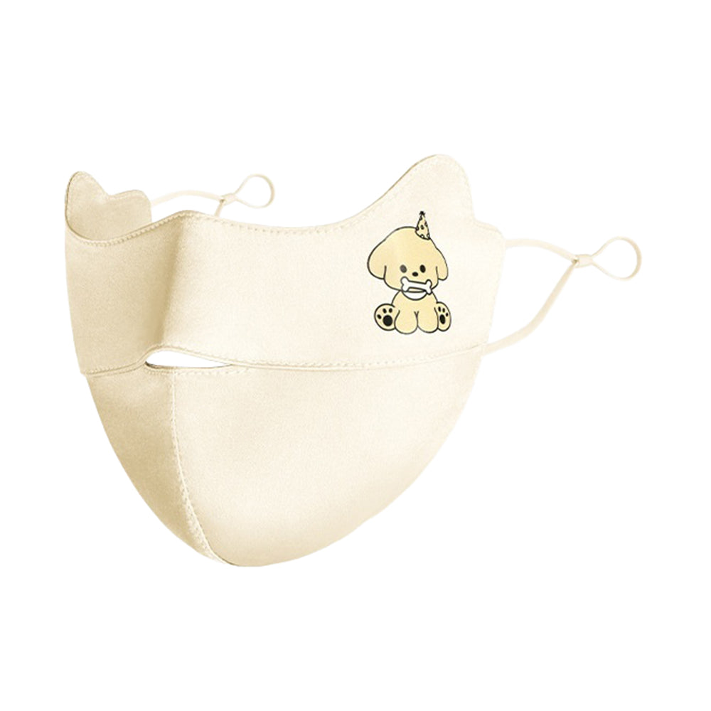 Cartoon Animal Pattern Mulberry Silk Face Mask for Children UPF50+ UV Protection Breathable Summer Face Cover