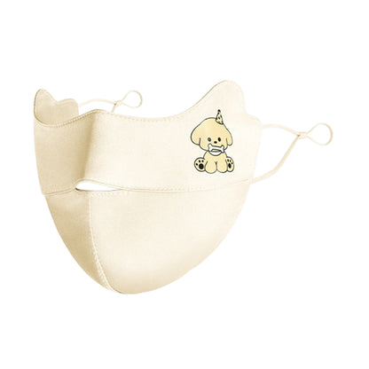Cartoon Animal Pattern Mulberry Silk Face Mask for Children UPF50+ UV Protection Breathable Summer Face Cover