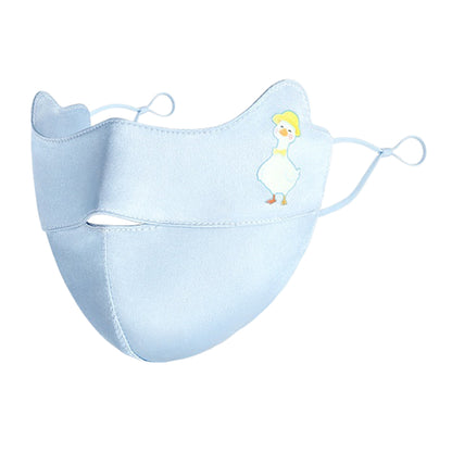 Cartoon Animal Pattern Mulberry Silk Face Mask for Children UPF50+ UV Protection Breathable Summer Face Cover
