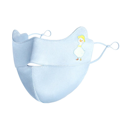 Cartoon Animal Pattern Mulberry Silk Face Mask for Children UPF50+ UV Protection Breathable Summer Face Cover