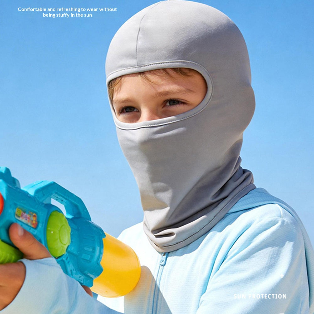 Kids Balaclava Face Mask Full Coverage UPF 50+ Sun Protection Ice Silk Head Cover for Outdoor Sports