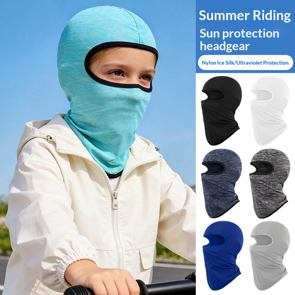Kids Balaclava Face Mask Full Coverage UPF 50+ Sun Protection Ice Silk Head Cover for Outdoor Sports