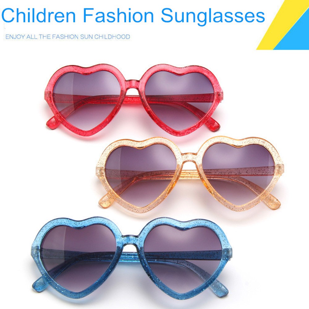 Kids Sunglasses Cute Heart Shaped Glasses Eyewear for Children Girls Boys Baby Age 3-10 Years
