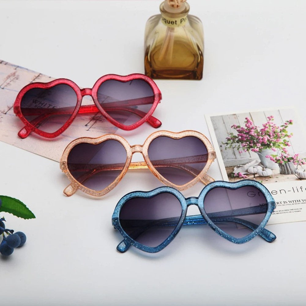 Kids Sunglasses Cute Heart Shaped Glasses Eyewear for Children Girls Boys Baby Age 3-10 Years