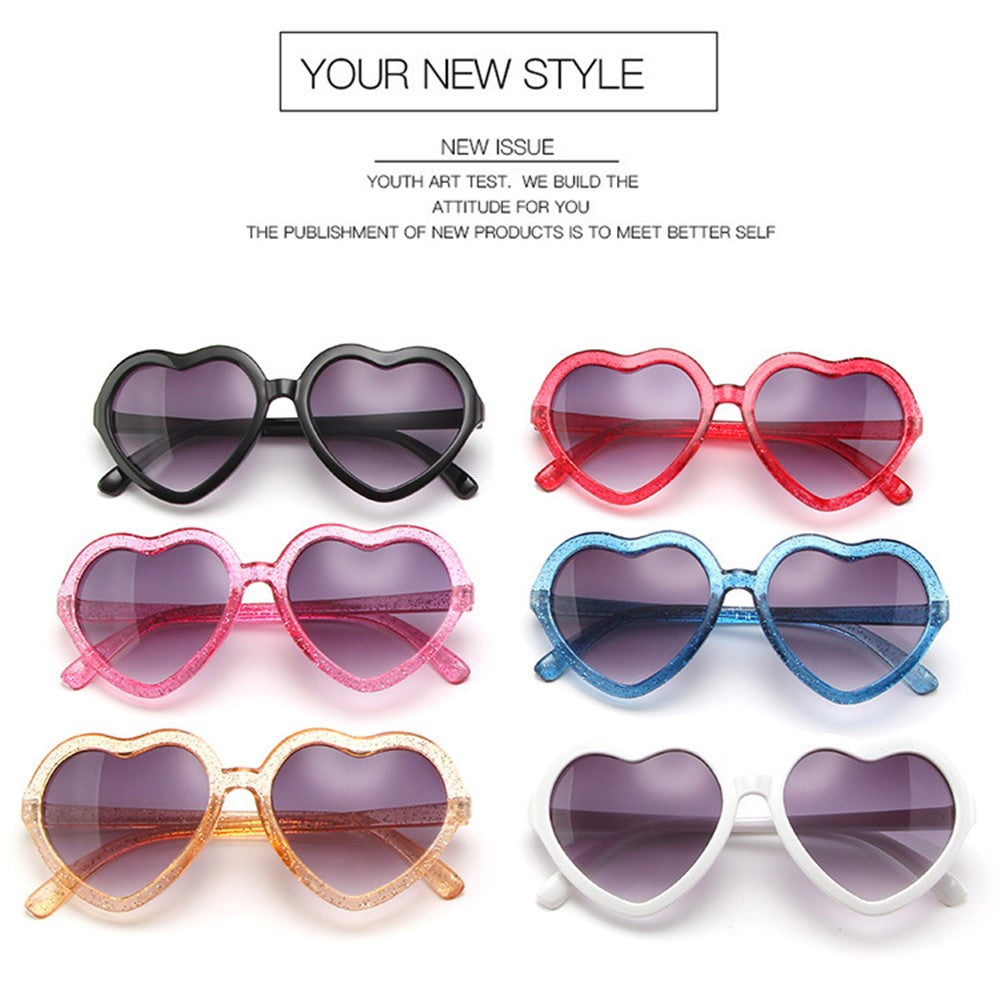 Kids Sunglasses Cute Heart Shaped Glasses Eyewear for Children Girls Boys Baby Age 3-10 Years