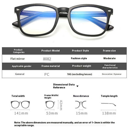 Non Prescription Blue Light Blocking Glasses Retro Square Frame Anti Eye Strain Eyewear for PC Laptop Users