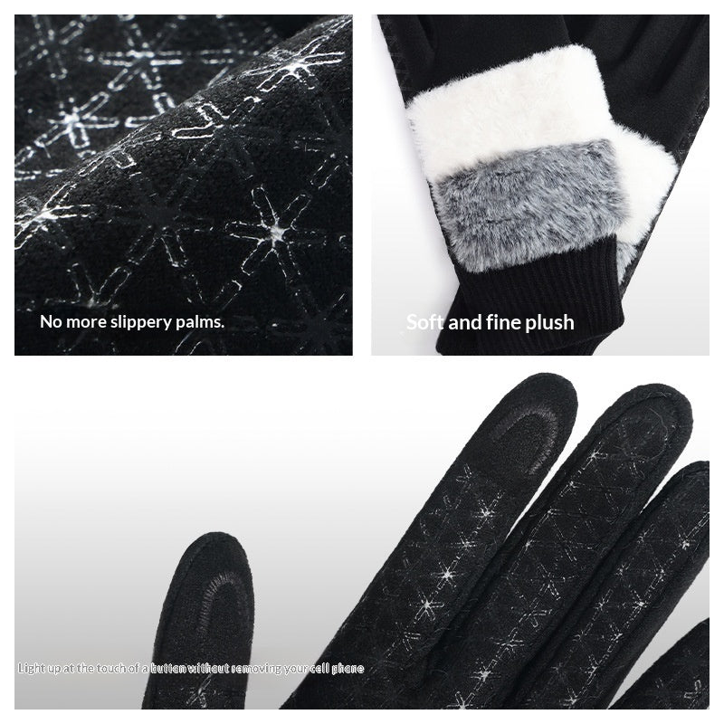 DY61 1 Pair Warm Fleece Lined Winter Golf Gloves Anti Slip Touchscreen Driving Gloves for Women