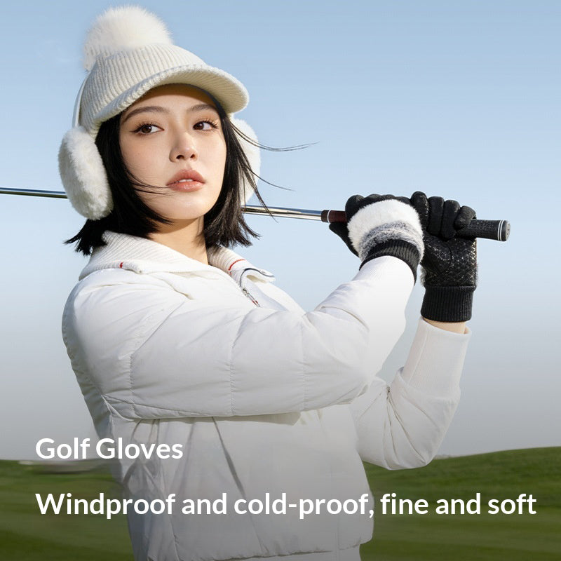 DY61 1 Pair Warm Fleece Lined Winter Golf Gloves Anti Slip Touchscreen Driving Gloves for Women