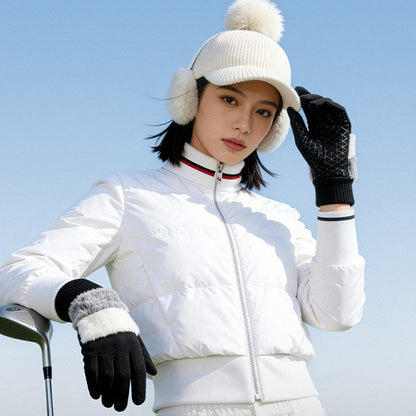 DY61 1 Pair Warm Fleece Lined Winter Golf Gloves Anti Slip Touchscreen Driving Gloves for Women