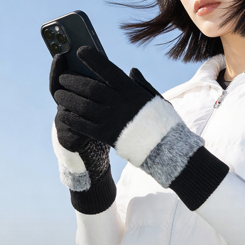 DY61 1 Pair Warm Fleece Lined Winter Golf Gloves Anti Slip Touchscreen Driving Gloves for Women