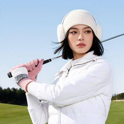 DY61 1 Pair Warm Fleece Lined Winter Golf Gloves Anti Slip Touchscreen Driving Gloves for Women