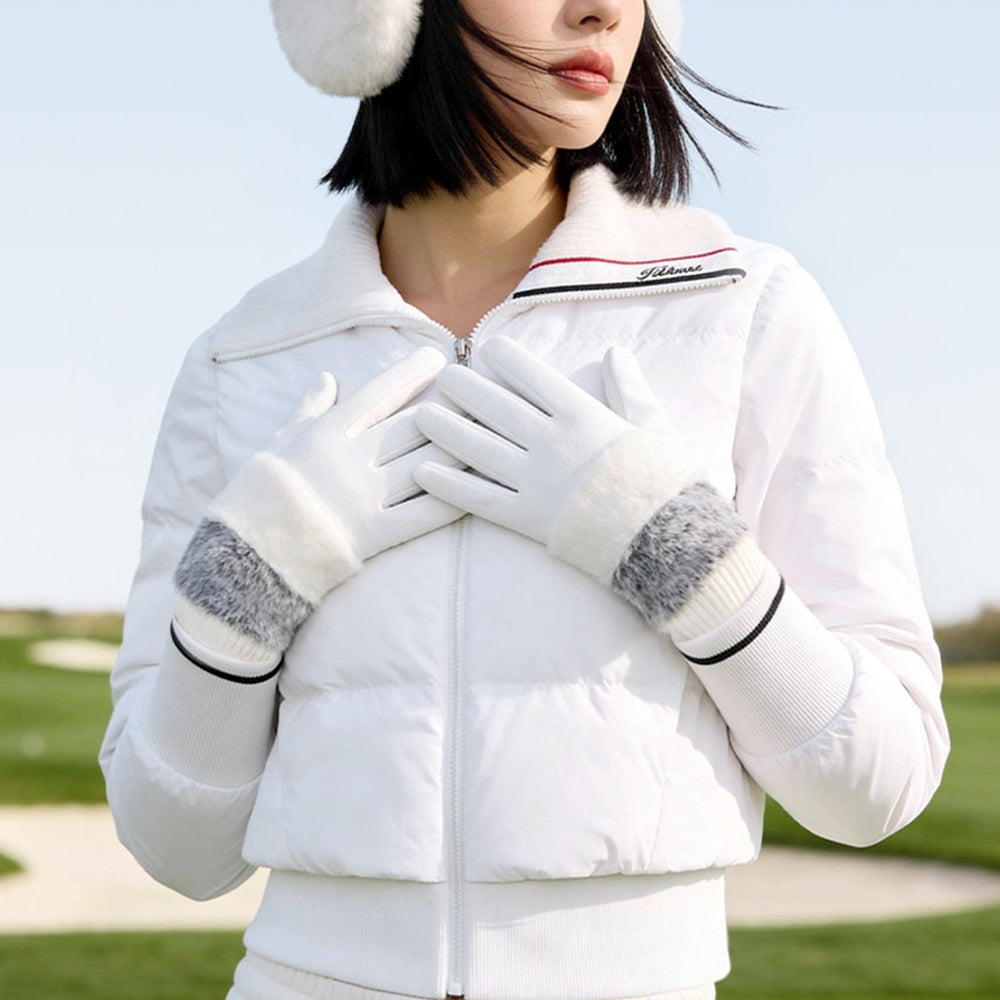 DY61 1 Pair Warm Fleece Lined Winter Golf Gloves Anti Slip Touchscreen Driving Gloves for Women