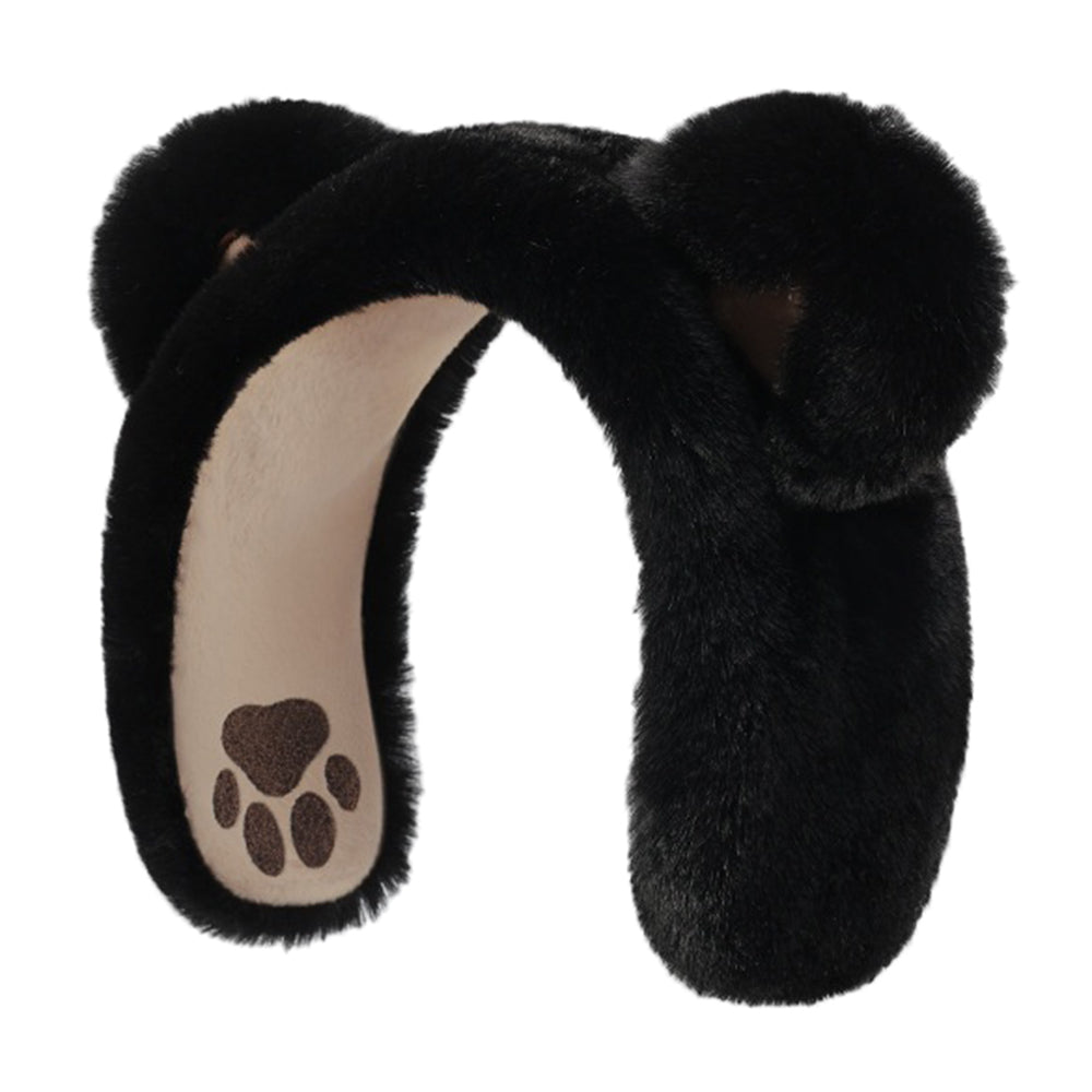 DEZ56 Cute Bear Ears Design Winter Earmuffs for Women Outdoor Windproof Ear Warmers