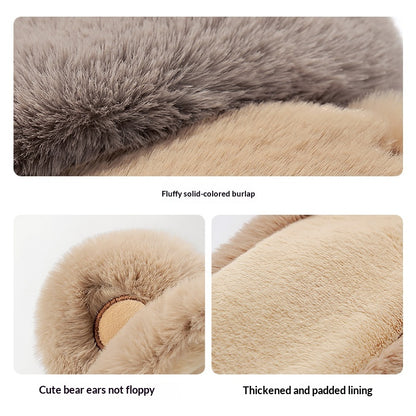 DEZ56 Cute Bear Ears Design Winter Earmuffs for Women Outdoor Windproof Ear Warmers