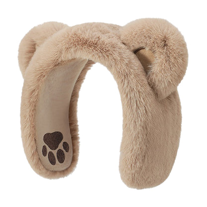 DEZ56 Cute Bear Ears Design Winter Earmuffs for Women Outdoor Windproof Ear Warmers
