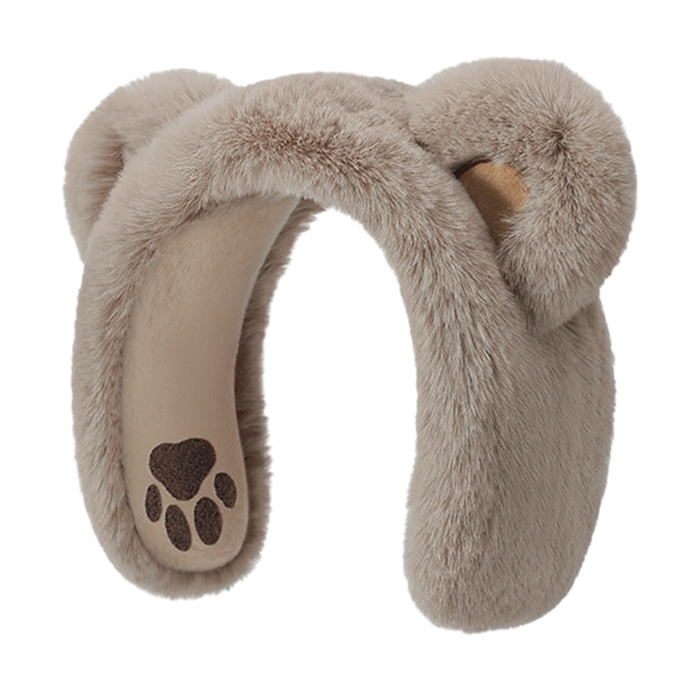 DEZ56 Cute Bear Ears Design Winter Earmuffs for Women Outdoor Windproof Ear Warmers