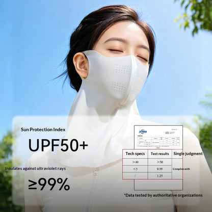 GOLOVEJOY Summer Face Mask UPF50+ UV Protection Breathable Ice Silk Hyaluronic Acid Moisturizing Neck Cover