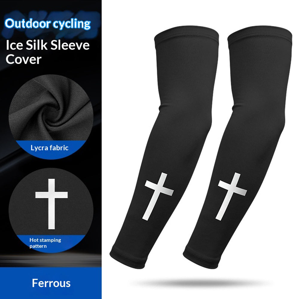 Cross Pattern Summer Cooling Arm Sleeves UPF50+ UV Protection Milk Silk Arm Covers for Outdoor Sports Cycling