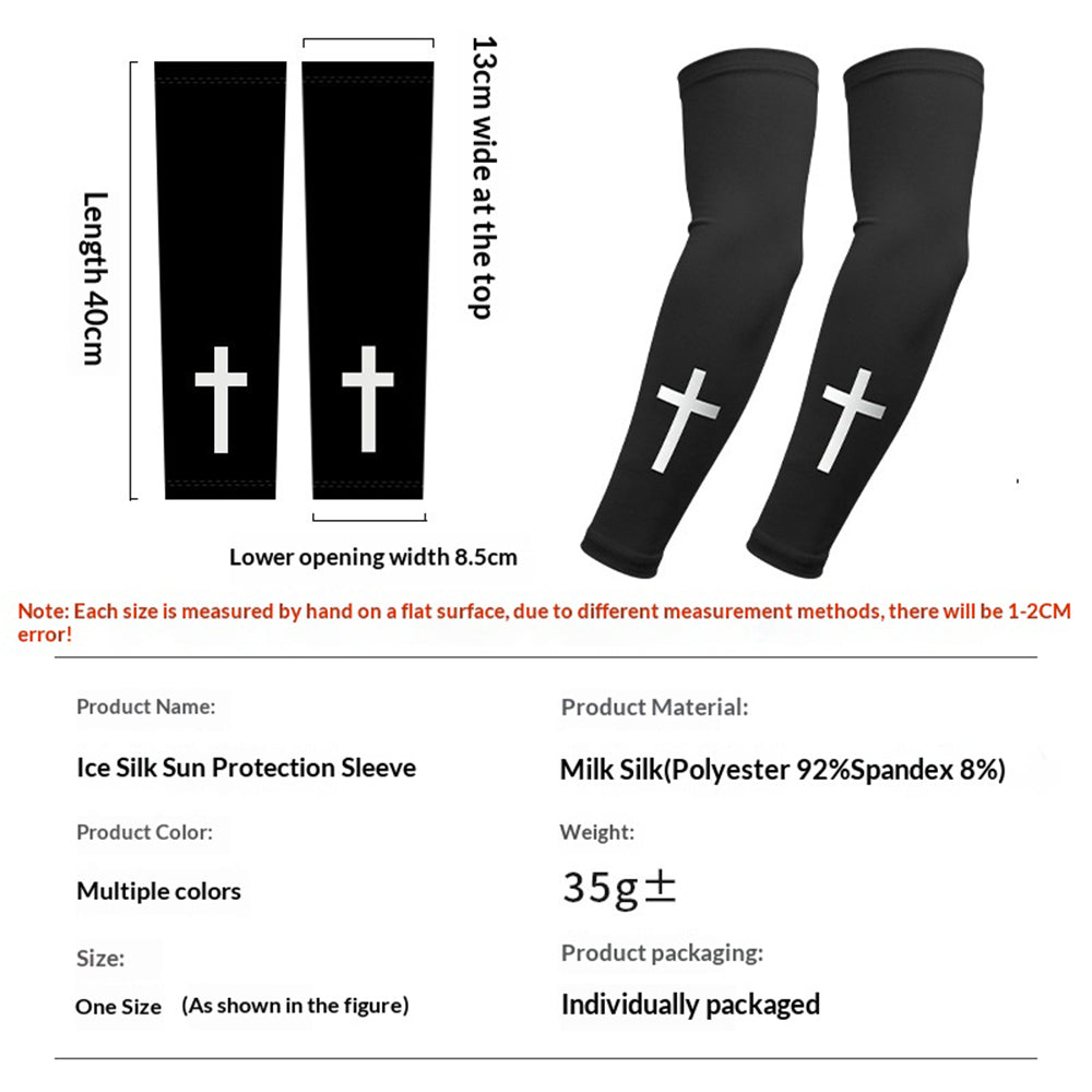 Cross Pattern Summer Cooling Arm Sleeves UPF50+ UV Protection Milk Silk Arm Covers for Outdoor Sports Cycling