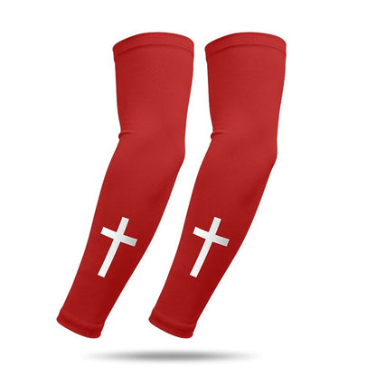 Cross Pattern Summer Cooling Arm Sleeves UPF50+ UV Protection Milk Silk Arm Covers for Outdoor Sports Cycling