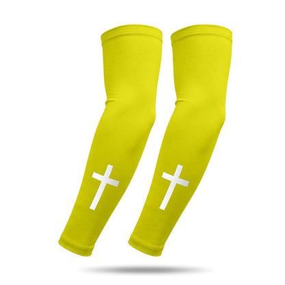 Cross Pattern Summer Cooling Arm Sleeves UPF50+ UV Protection Milk Silk Arm Covers for Outdoor Sports Cycling