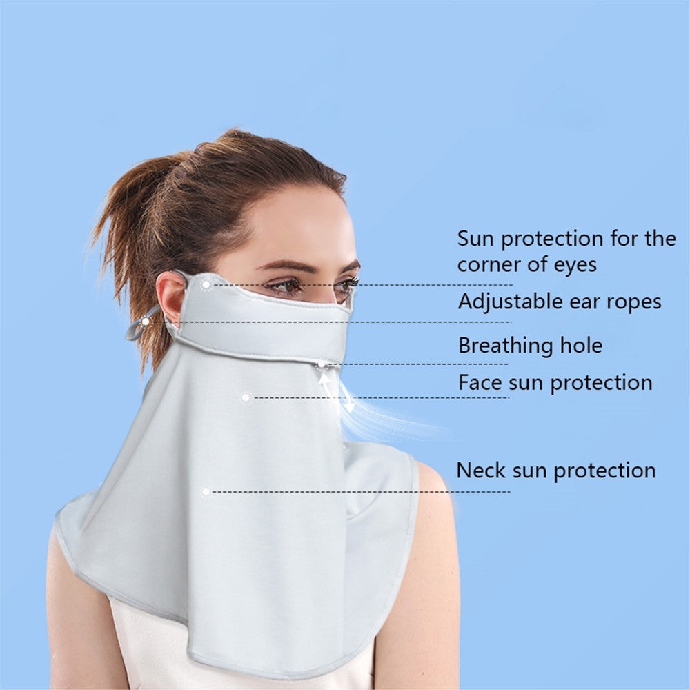 PICTET.FINO RH84 UV Protection Women Ice Silk Face Mask Neck Scarf with Adjustable Ear Loops