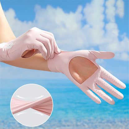 GOLOVEJOY XG72 1 Pair Cycling Cooling Ice Silk Gloves Anti-UV Hand Protector