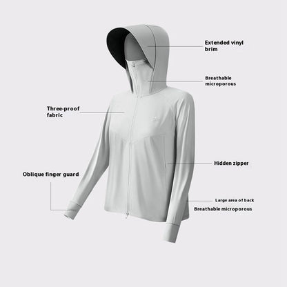 GOLOVEJOY FSY11 Lightweight Sun Protection Jacket Cooling Breathable Coat with Removable Hood Brim