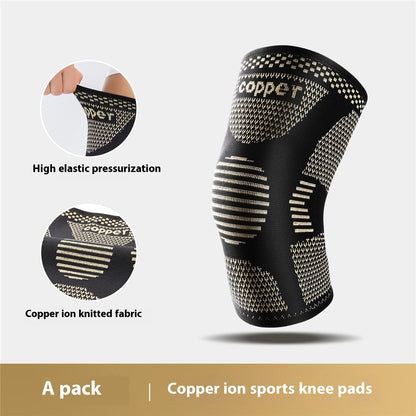 AB120 1PCS Protective Knee Pad Copper Ion Fabric Breathable Leg Sleeve for Badminton Basketball Runing Fitness Injury Care
