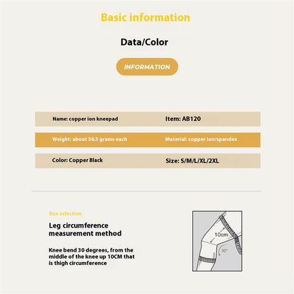 AB120 1PCS Protective Knee Pad Copper Ion Fabric Breathable Leg Sleeve for Badminton Basketball Runing Fitness Injury Care